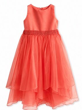 chic Coral Layered Tulle Formal Dress for Girls